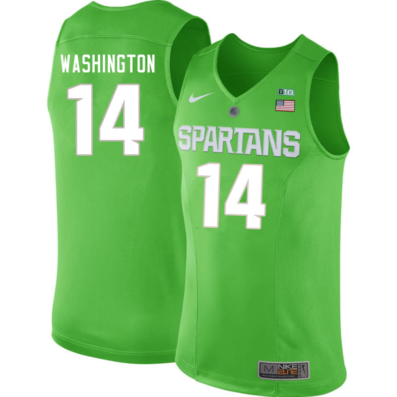 Men #14 Brock Washington Michigan State Spartans College Basketball Jerseys Sale-Apple Green
